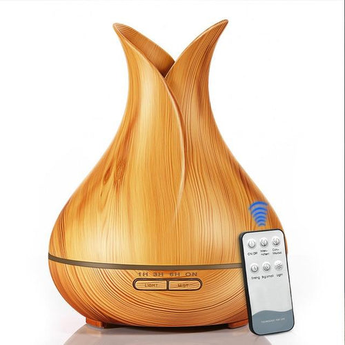 400 ml Ultrasonic Air Humidifier Aroma Essential Oil  Diffuser with Wood Grain 7 Color Changing LED Lights for Office Home